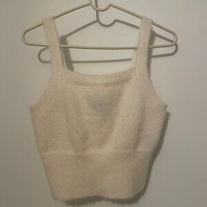 House of Harlow 1960 Women's Fuzzy Knit Crop Tank Top Size M Color off White